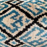 Ikat cushion in blue and black velvet