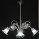 Amazing Art Decò Murano Glass Chandelier 5 Light, 1950