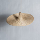 Small suspension, rattan luminaire in hat shape D:60cm
