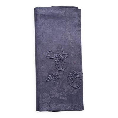 Serviette de table ancienne brodée AC violette