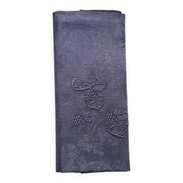 Serviette de table ancienne brodée AC violette