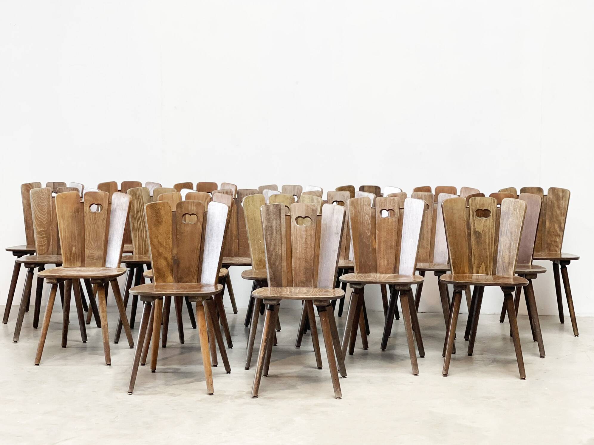 Xl lot of brutalist dining chairs