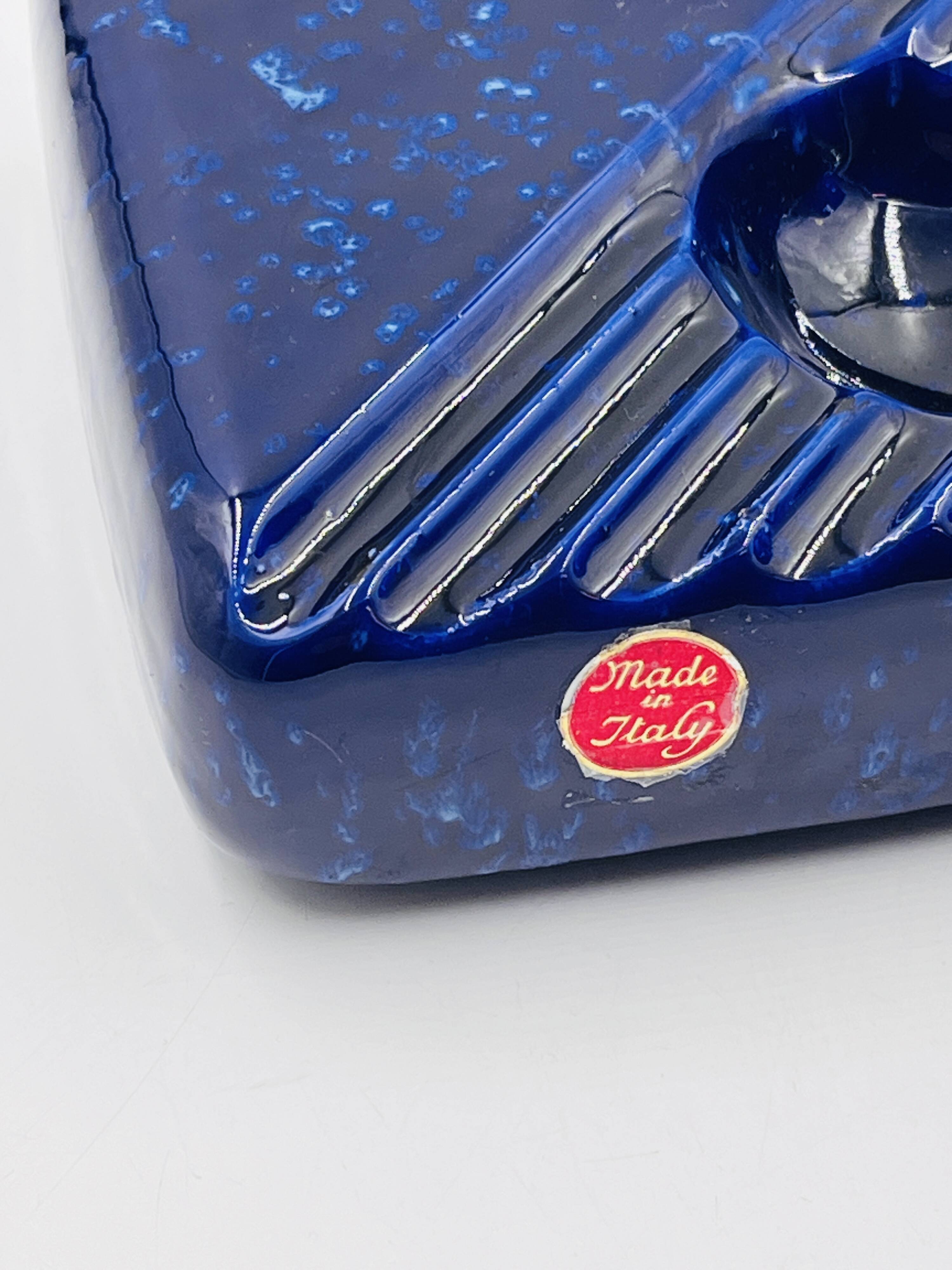 Cobalt blue ceramic ashtray, designed by Cari Zalloni