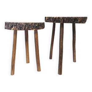 Paire de tabourets brutalistes