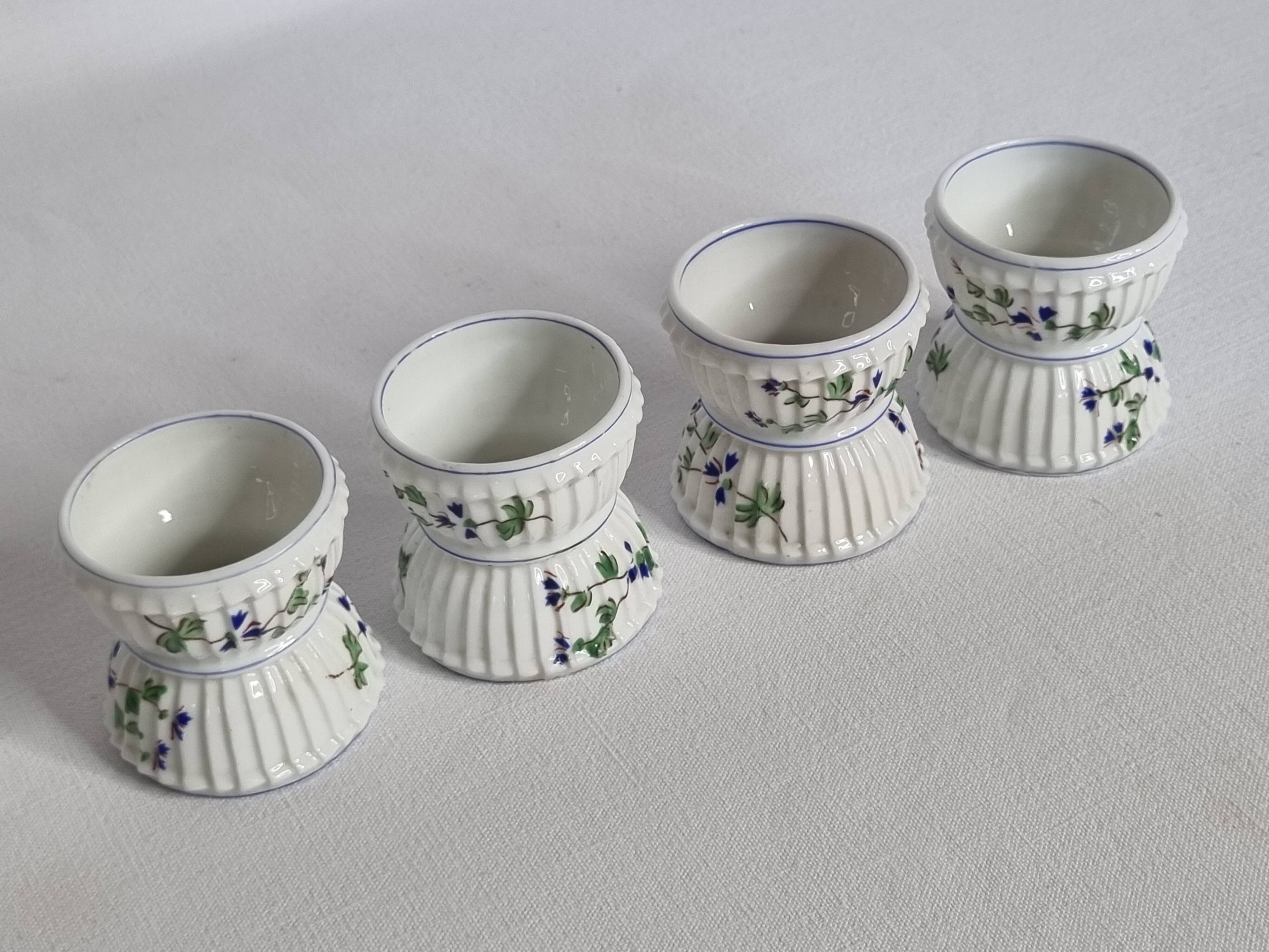 Set of 4 antique porcelain egg cups, Pillivuyt & Cie, circa 1900