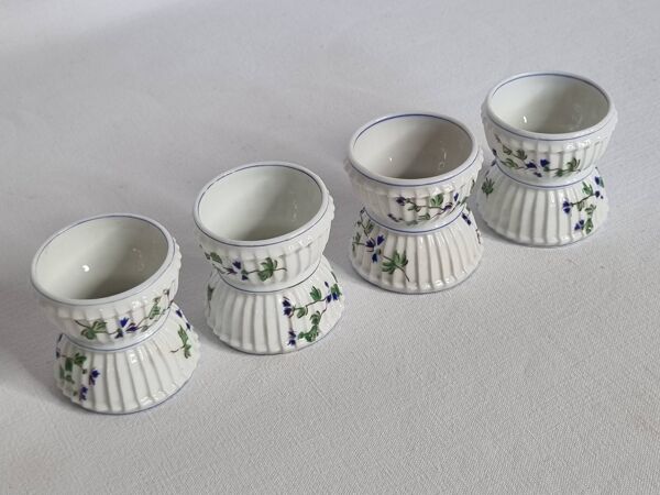 Service de 4 coquetiers anciens en porcelaine Pillivuyt & Cie, vers 1900