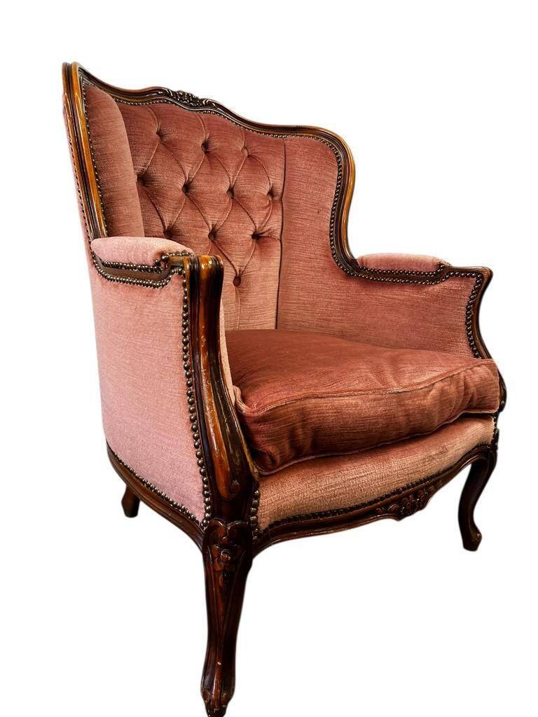 Vintage baroque armchair in old rose / single armchair