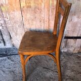 Old vintage baumann light wood bistro chair #a566