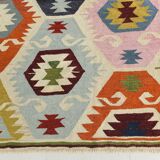 Turkish Geometric Tribal Vintage Kilim Rug, 254x348Cm