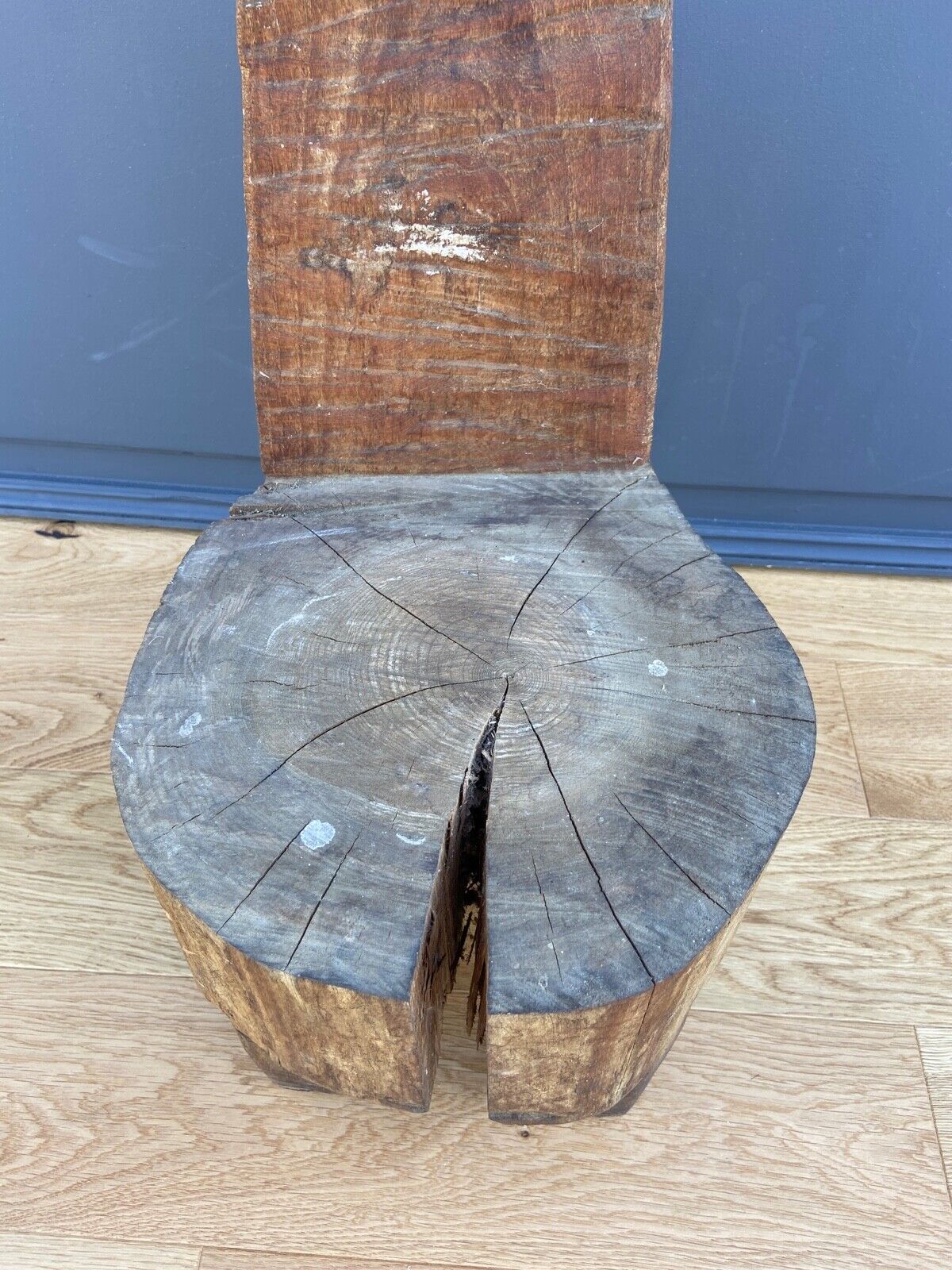 Brutalist africanizing wooden stool carved in the xxth mass