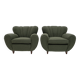 Paire de fauteuils Art Déco en tissu bouclé vert attribués à Guglielmo Ulrich, années 1940