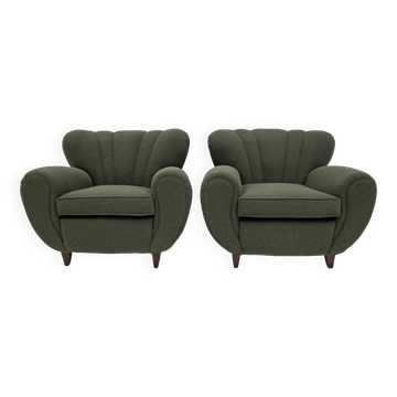 Attributed Guglielmo Ulrich Art Deco Italian Bouclé Armchairs, 1940s, Pair