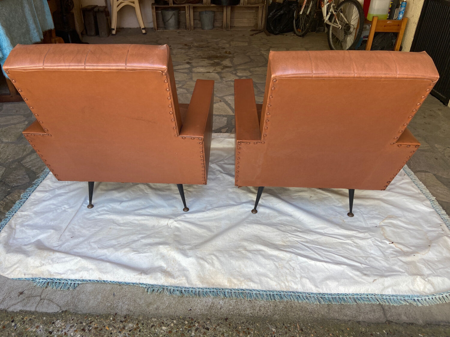 Pair of skaï armchairs