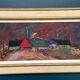 Original Swedish Oil on Panel – “Huts” – Vintage & Framed – 77 × 41 cm