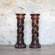 Pair of brutalist wooden candle holders, vintage wooden candle holder, decor
