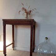 Vintage wooden wheeled side table/console