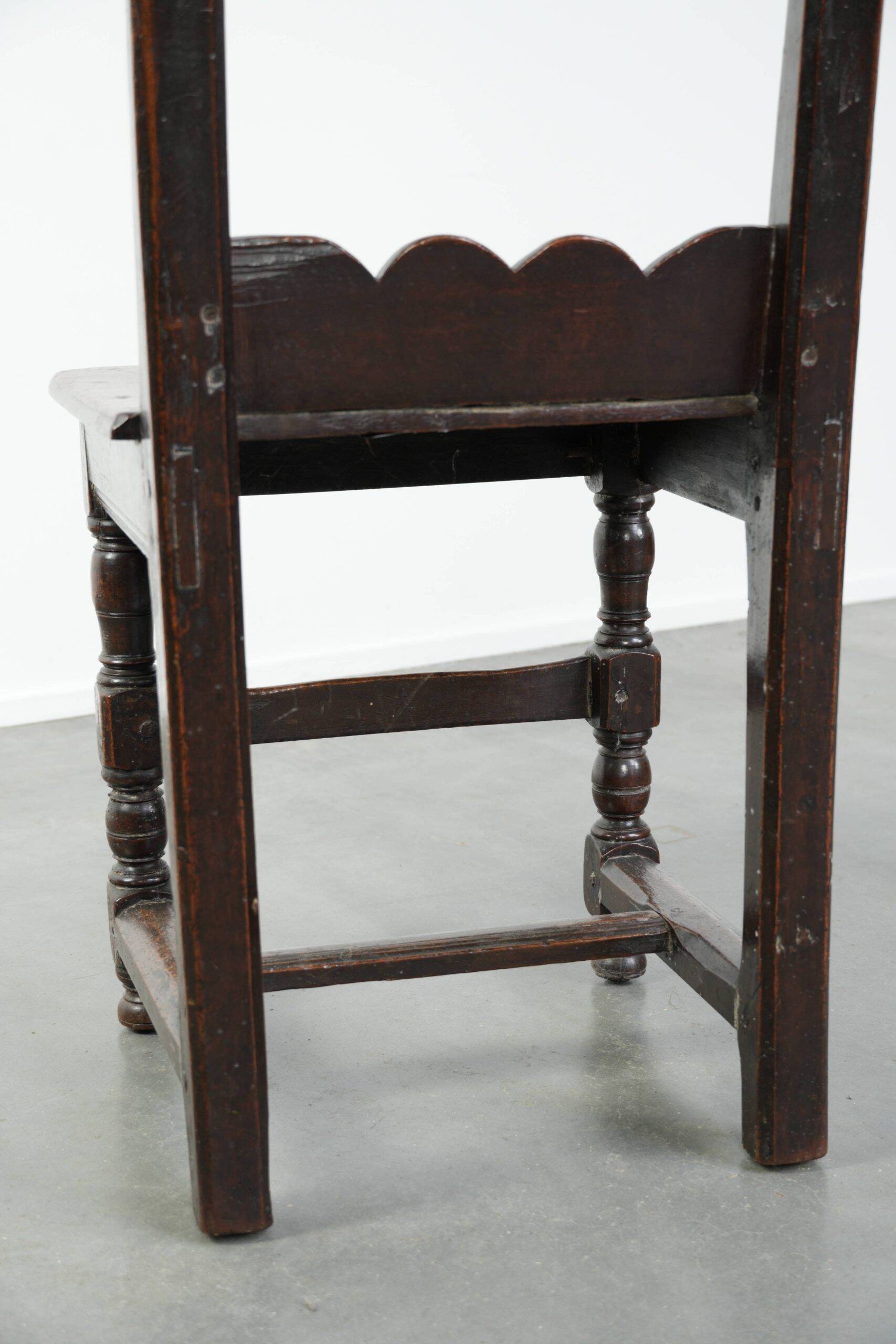 French antique Lorraine chair made of oak from the 18th century