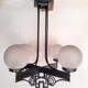 Chandelier 1930 art deco wrought iron and balls glass granite
