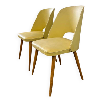 Set de 2 fauteuils rockabilly vintage jaunes