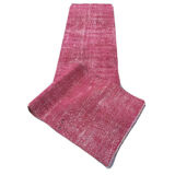 Distressed Turkish Narrow Runner 336 X 71 cm Wool Vintage rug, Over-dyed Pink