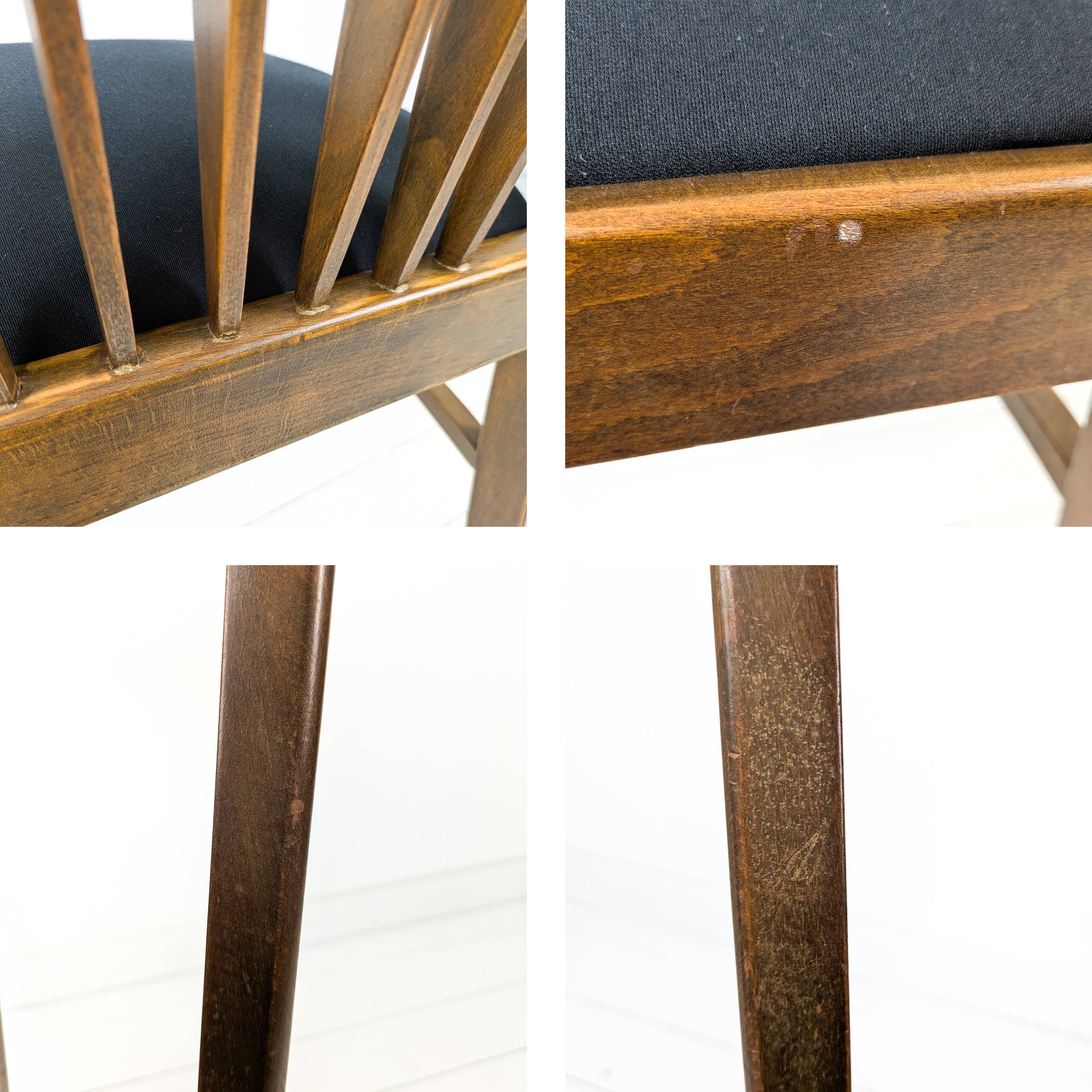 Lot de 2 chaises vintage Mid-Century dossier à barreaux bois massif design