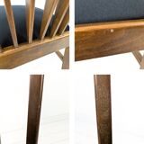 Lot de 2 chaises vintage Mid-Century dossier à barreaux bois massif design