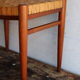 60s stool in teak and braided rush