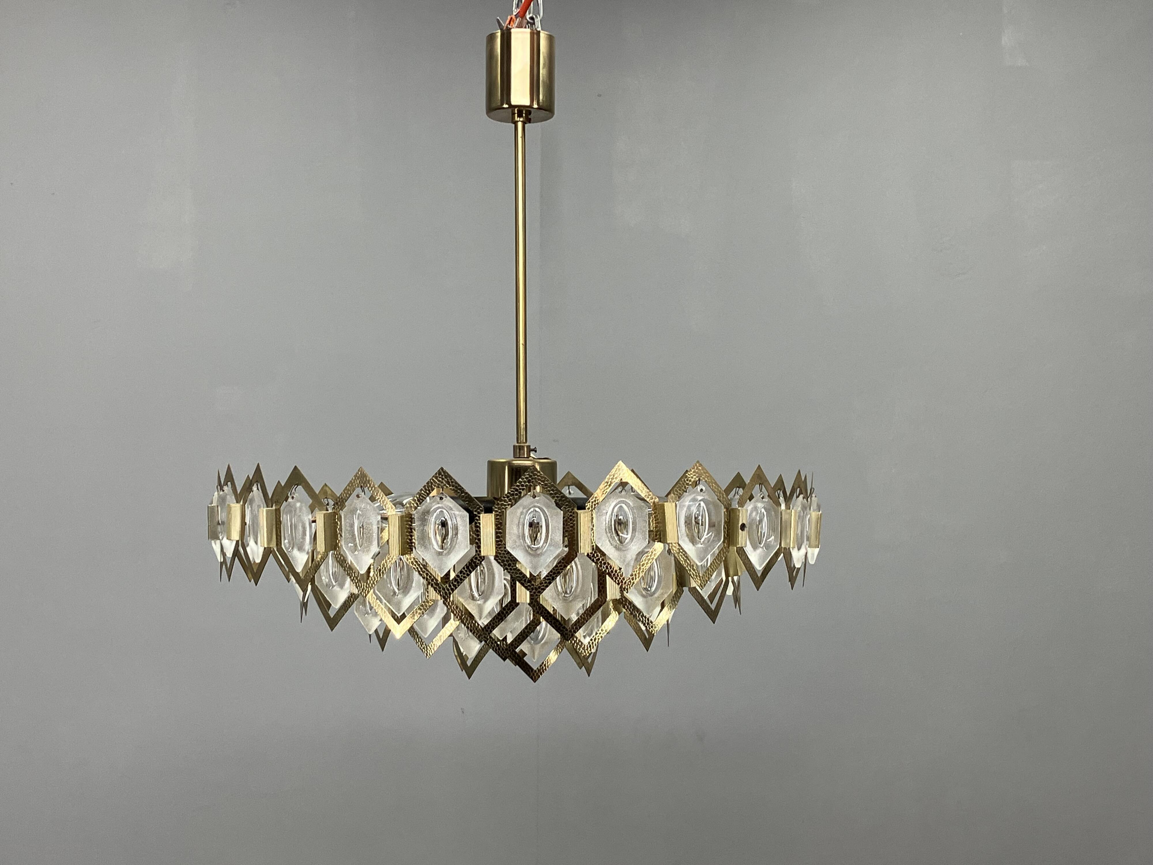 1960s Faceted Glass Chandelier by Jaroslav Bejvl for Kamenicky Senov
