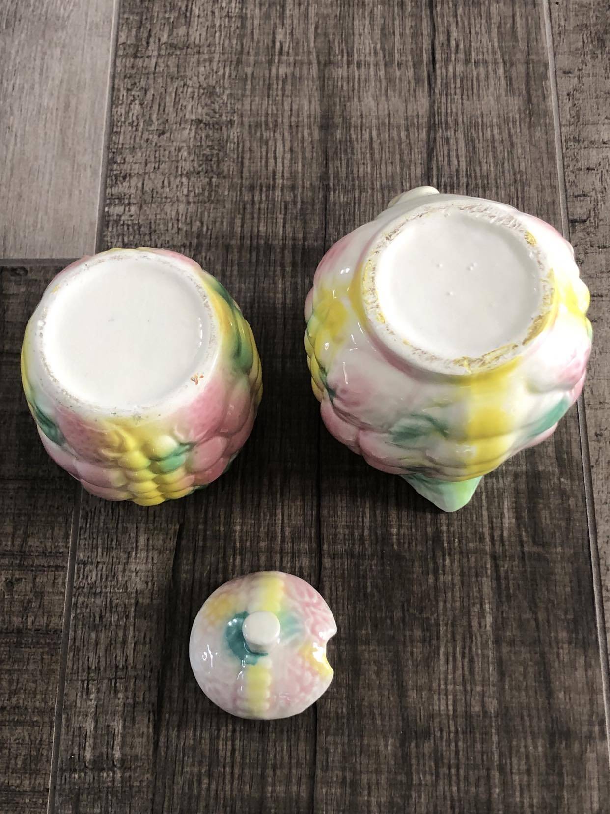 Barbotine milk jug and sugar bowl set - Perfect condition