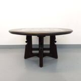 Table basse ronde modulable Guillerme et Chambron en chêne massif céramique