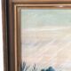 Grande peinture à l'huile vintage originale de paysage fluvial, vers 1960.
