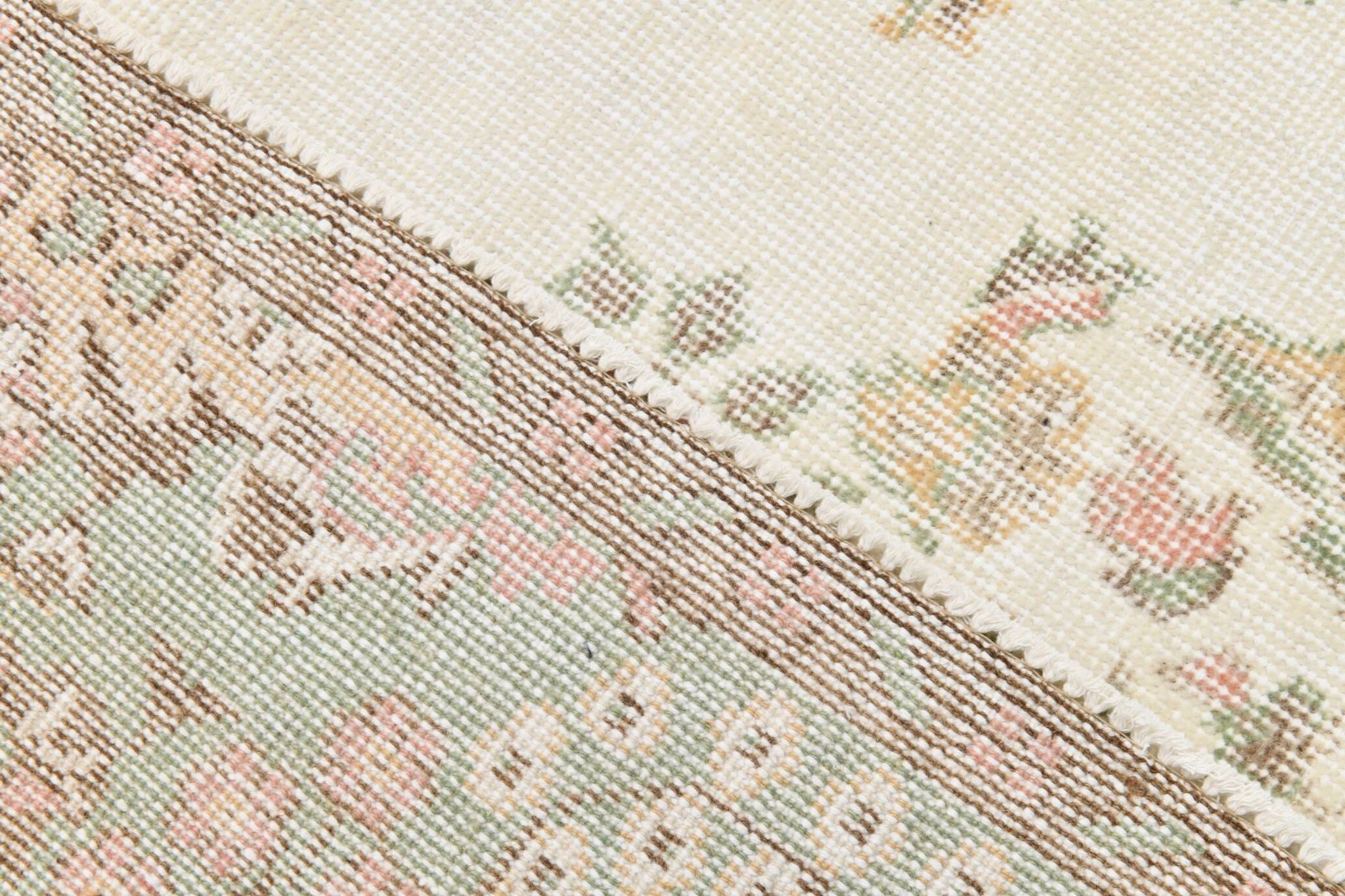 Tapis vintage à motif floral oriental beige et crème 6x11, 189x329 cm