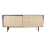 Enfilade florence knoll model 116 wood leather and raffia 1960