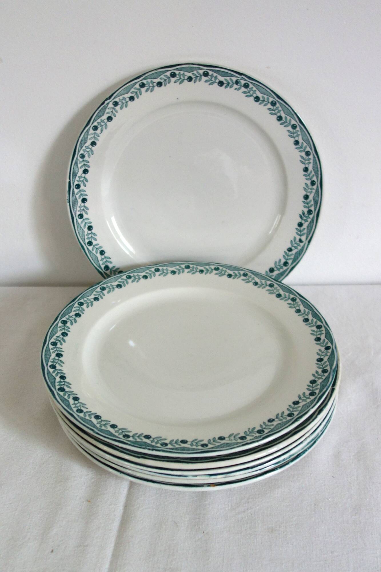 7 old Sarreguemines Orléans dessert plates