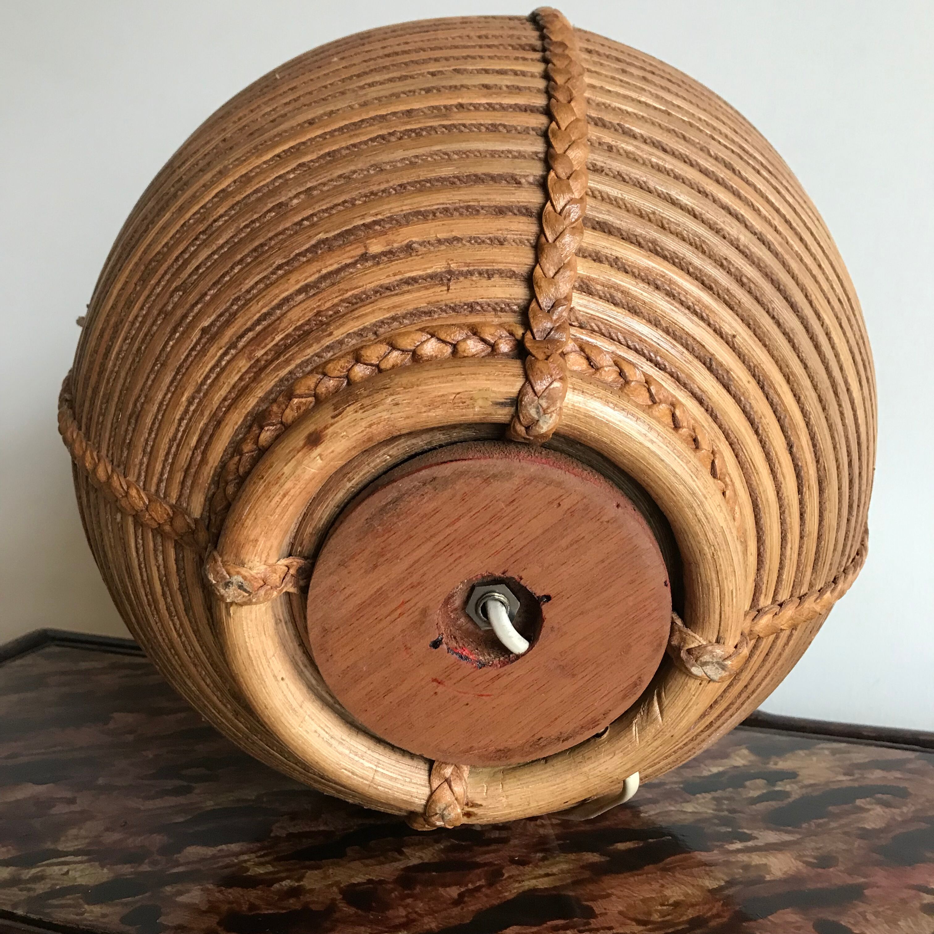 Rattan table lamp Italy 70s