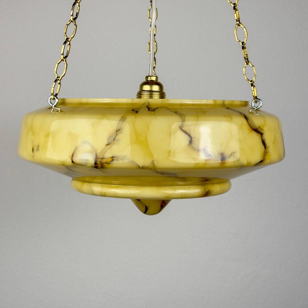 Art Deco pendant lamp in yellow glass, 1930s