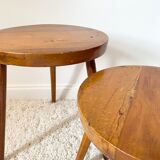Duo of brutalist stools