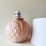 Lampe art déco en verre rose poudré