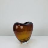 Vintage Holmegaard style blown glass heart vase