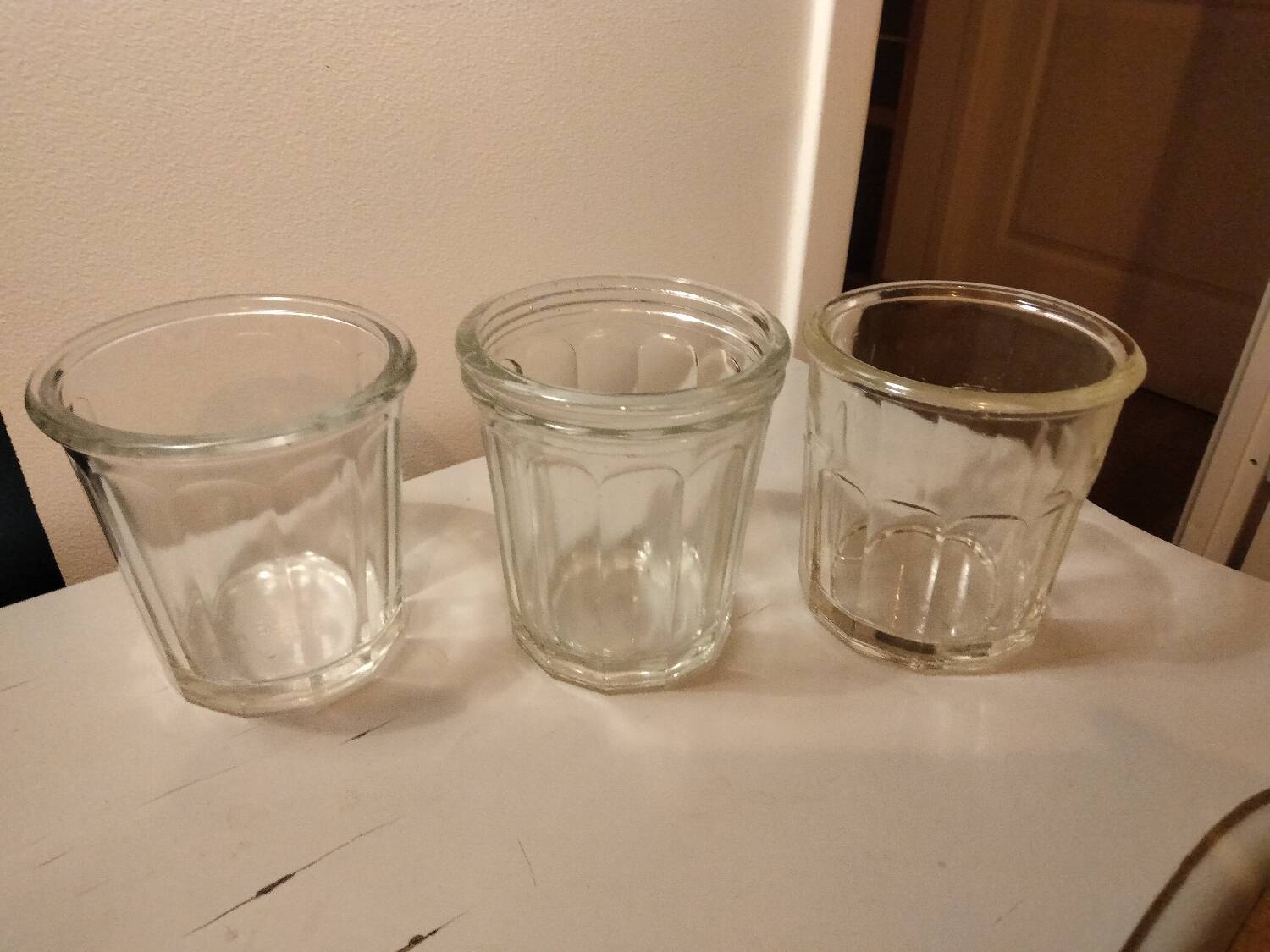 3 vintage jam jars