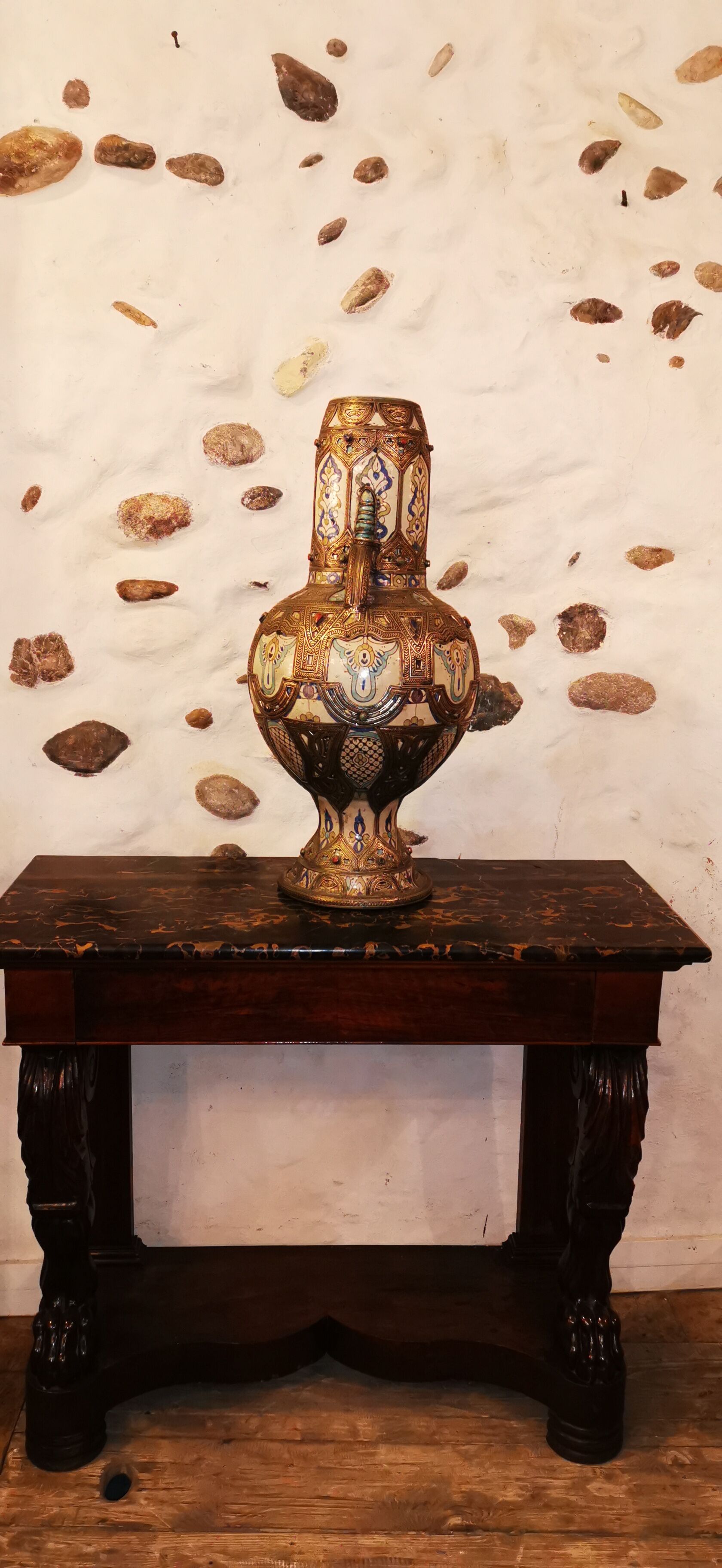 Large potiche vase in cermal and orientalist silver Morocco