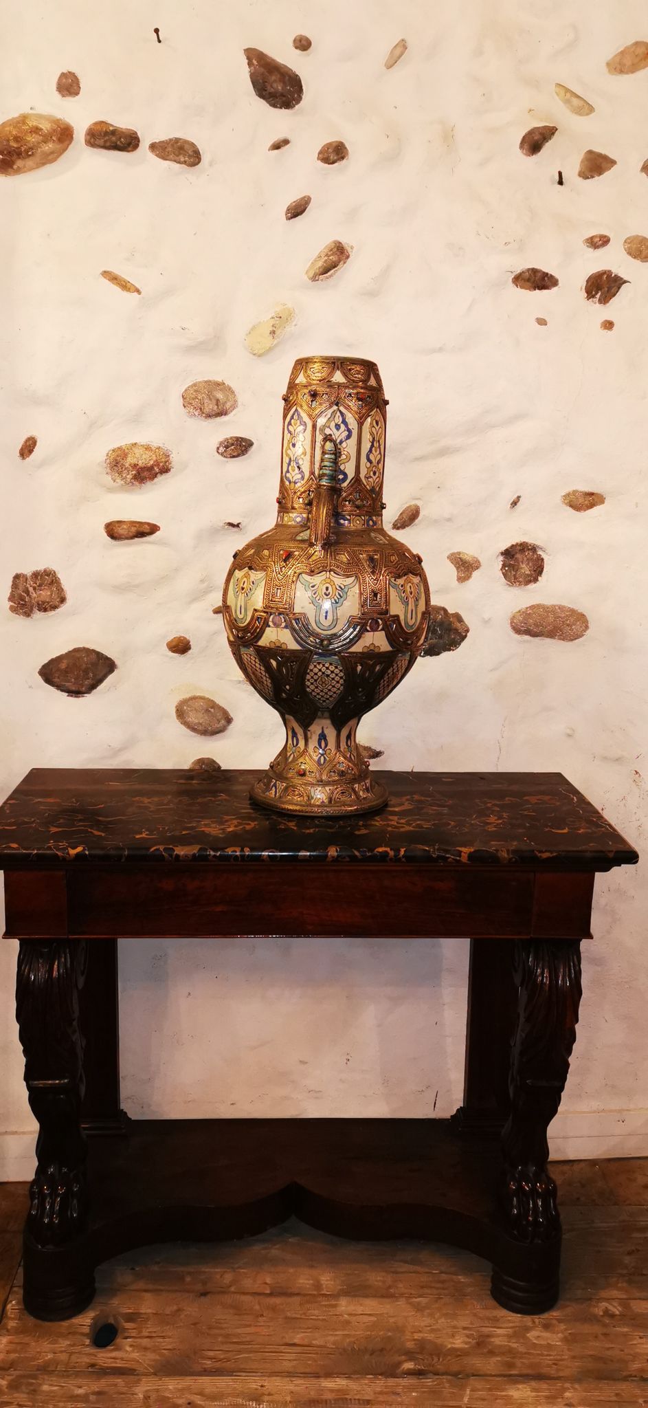 Vase potiche  en ceramique et argent orientaliste Maroc