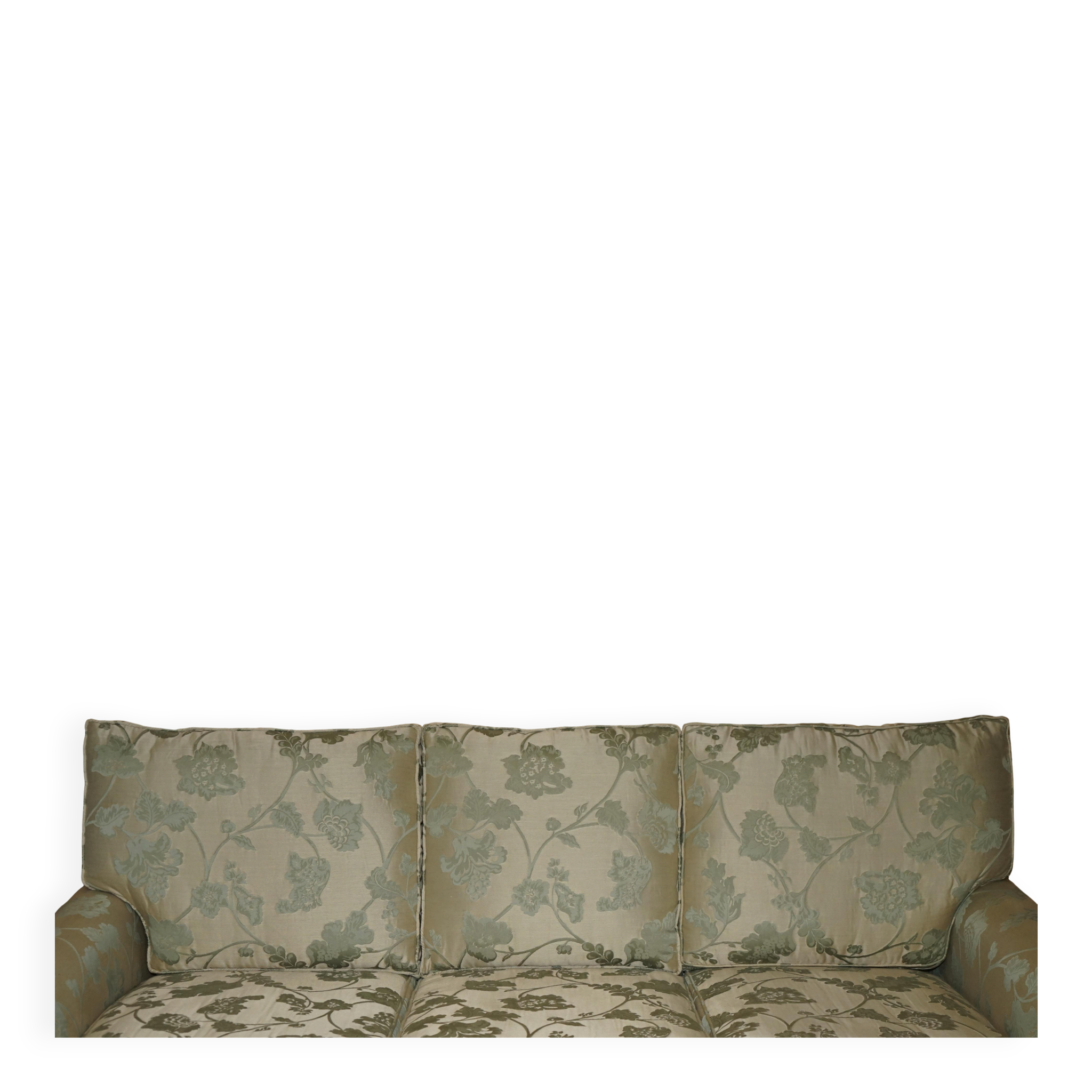 Pair of Howard & Son's style sofas in floral patterned silk blend.
