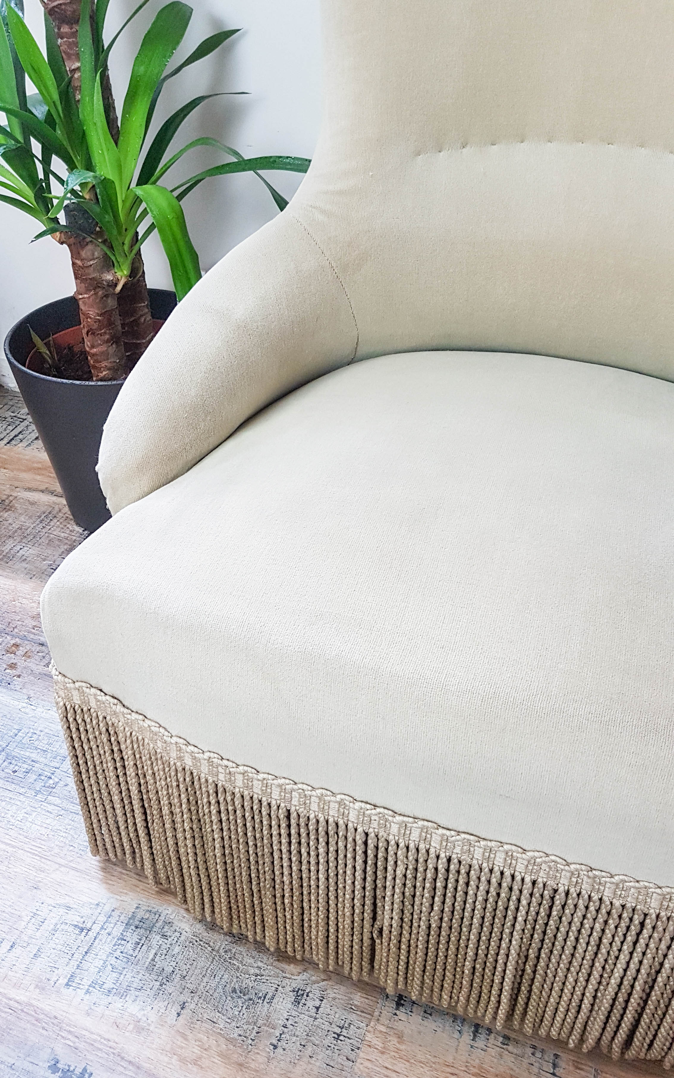 Vintage grey green almond green velvet toad chair