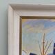 Mid Century Swedish Harbour Boat Oil Painting - 'Sunset Harbour'