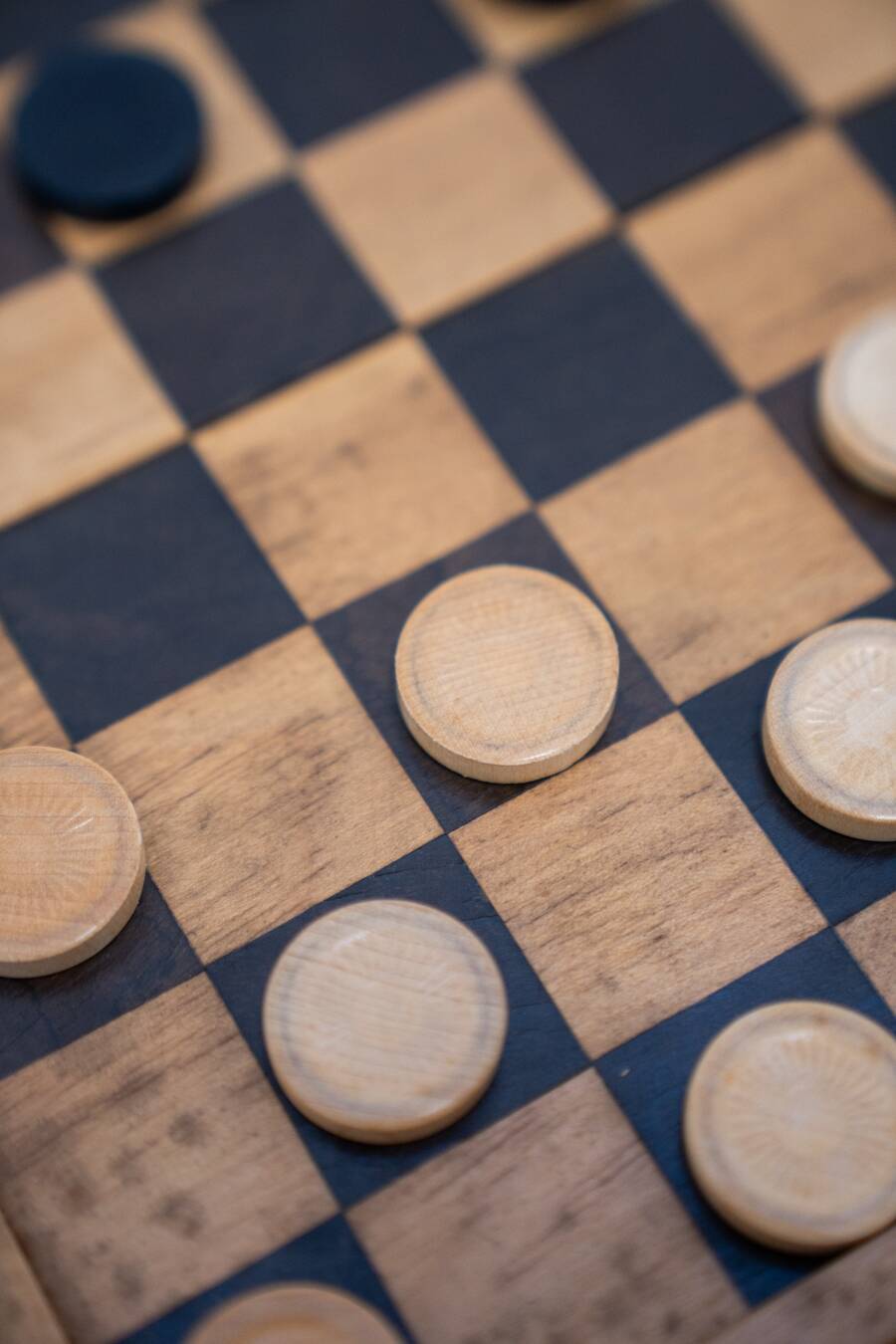 Small game of travel checkers, beech wood, 1970