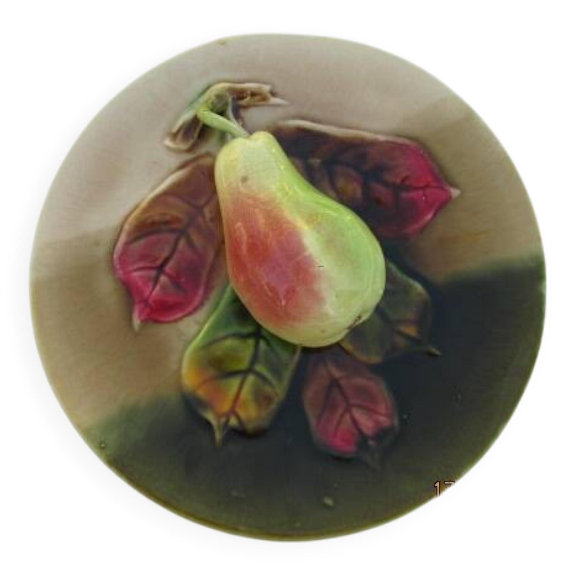 Assiette en barbotine poire