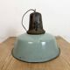 Industrial Petrol Enamel Factory Lamp with Cast Iron Top, 1960s