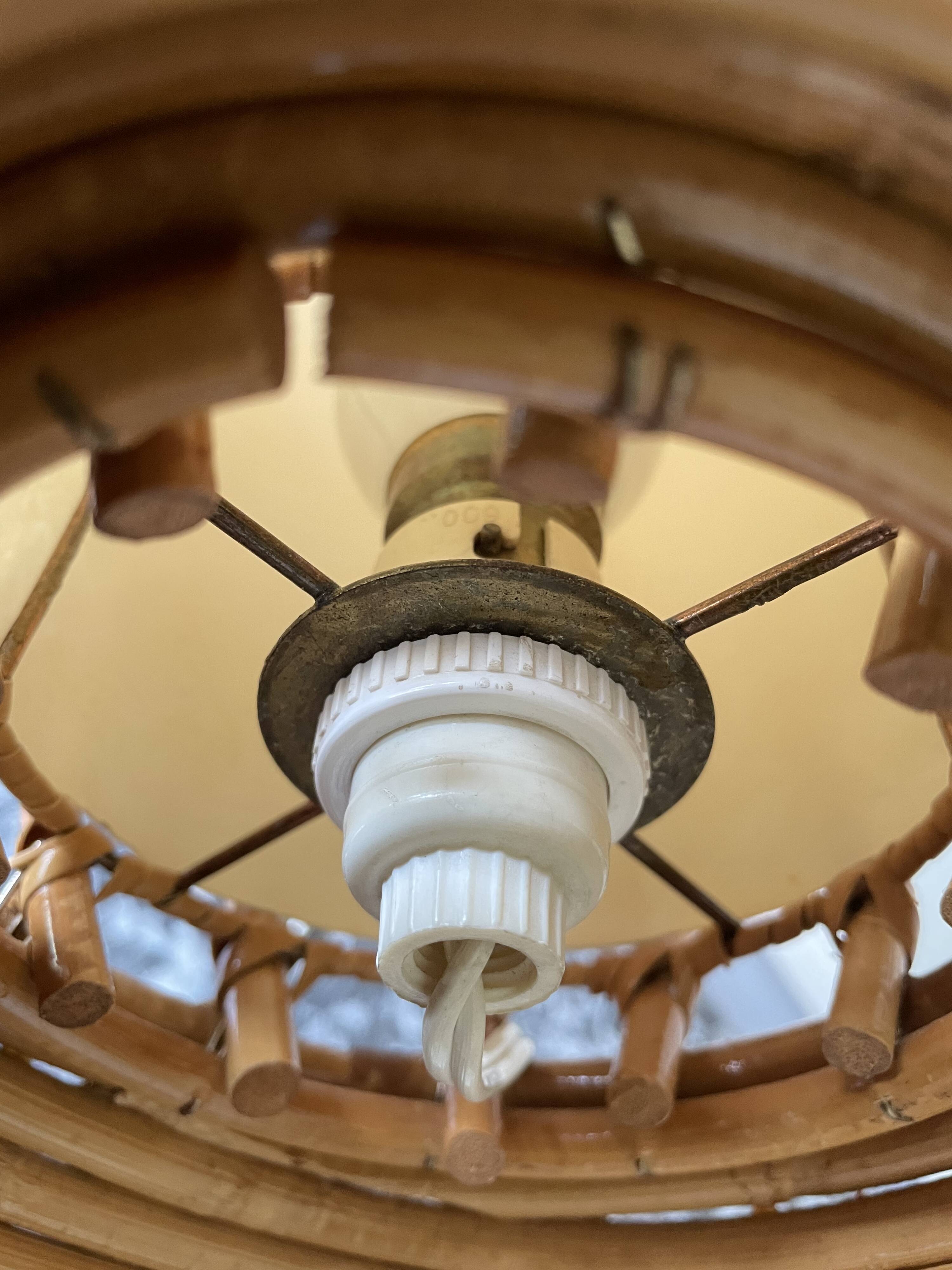 Rattan and bamboo lamp by Louis Sognot 1960