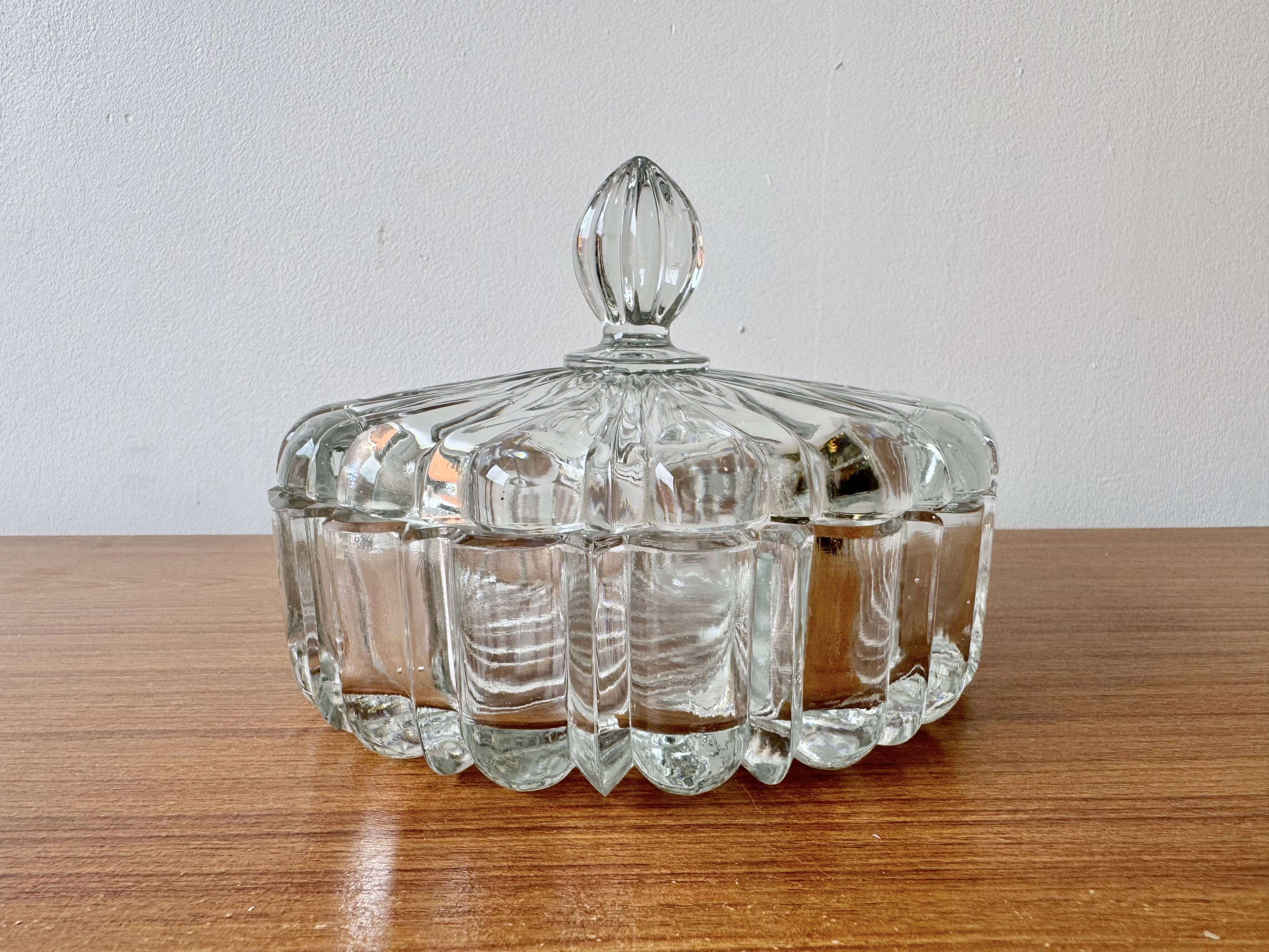 Vintage Glass Trinket Bowl with Lid